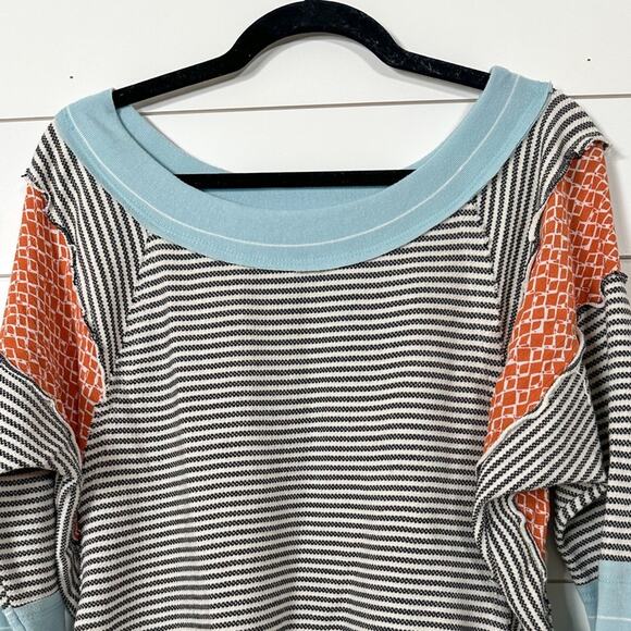 Ces Femme Striped Patchwork Print Long Sleeve Knit Top, EUC, Size Small - Picture 4 of 13